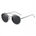 Fashion Men's Double Bridge Retro Metal Round Frame TAC Sunglasses